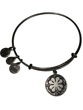 Alex & Ani Silver Four Leaf Clover Charm Bangle Bracelet